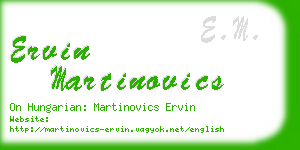 ervin martinovics business card